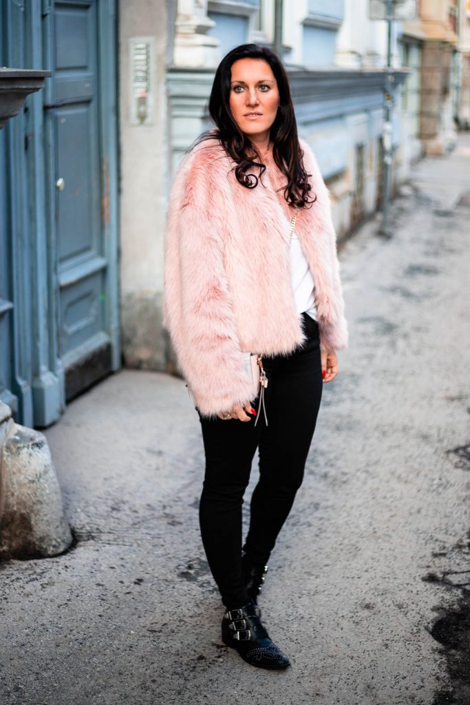 Rosa Fake Fur Jacke